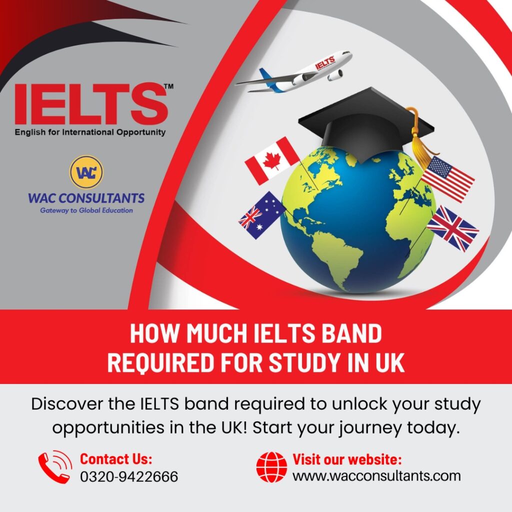 how much ielts band required for study in uk