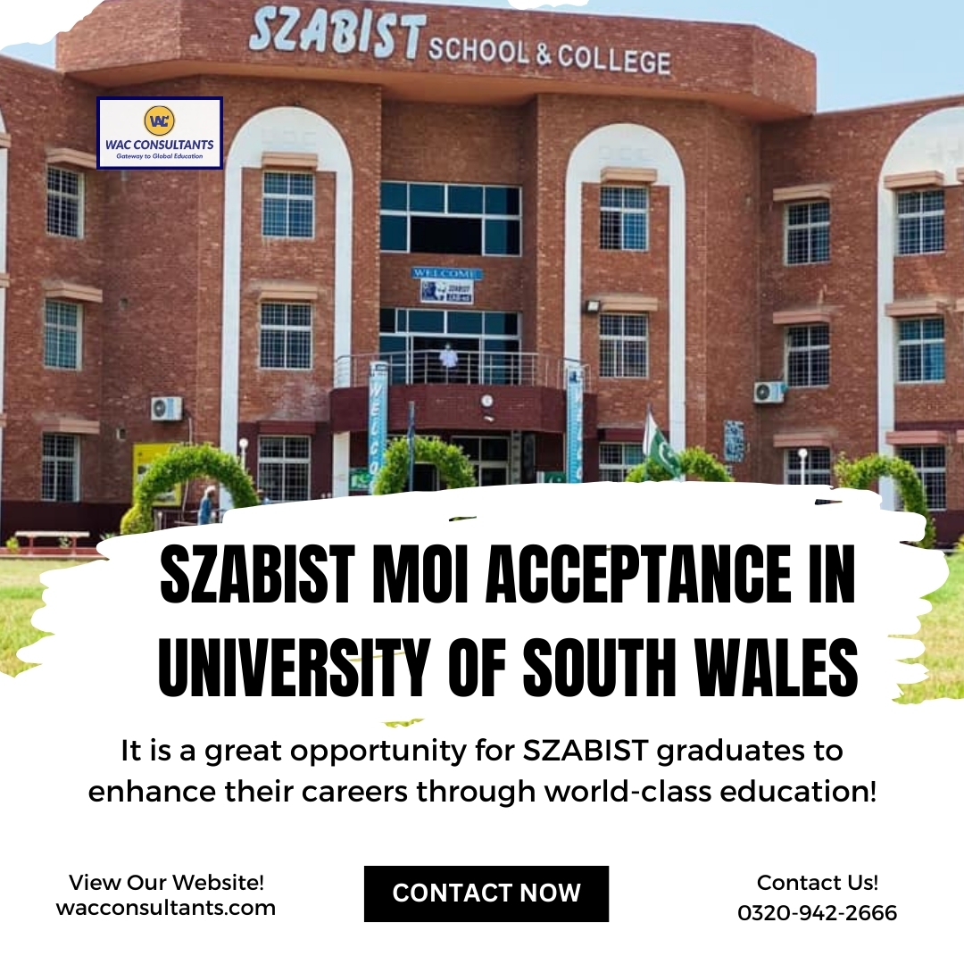 SZABIST MOI acceptance in University of South Wales