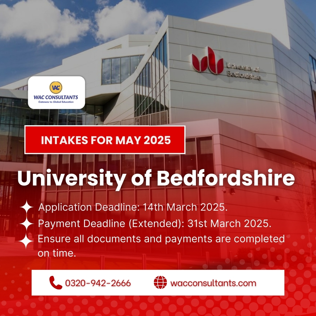 University of Bedfordshire – Intakes for May 2025