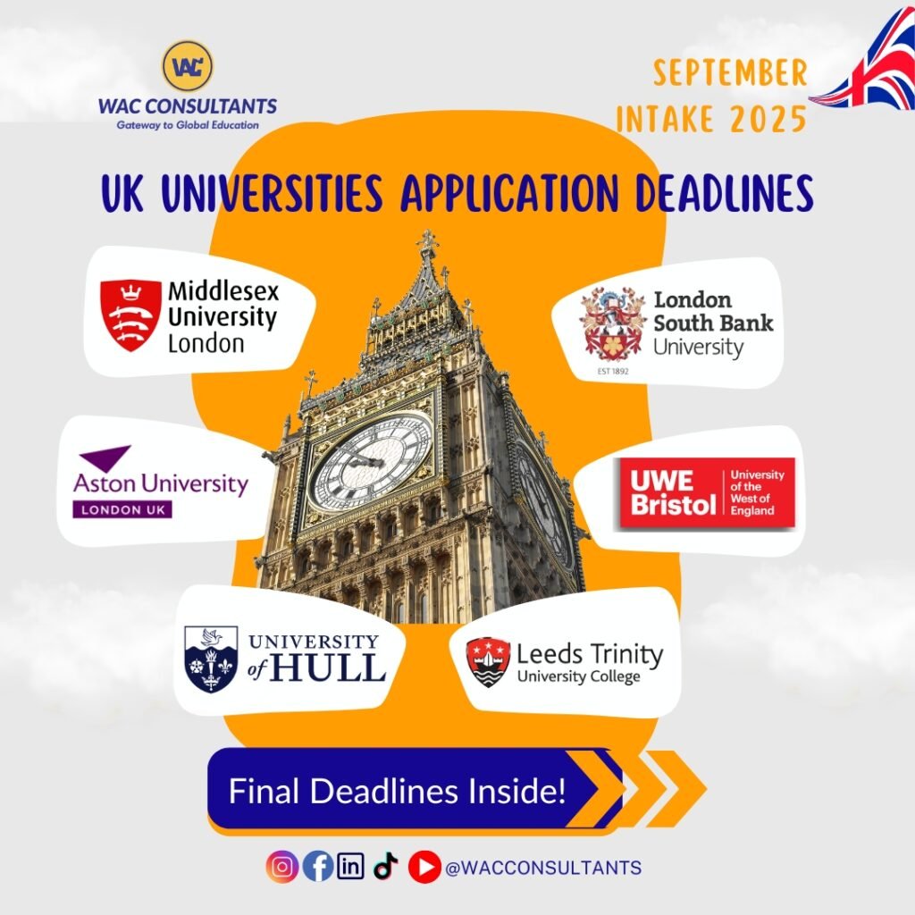 UK Universities Application Deadlines—September Intake 2025
