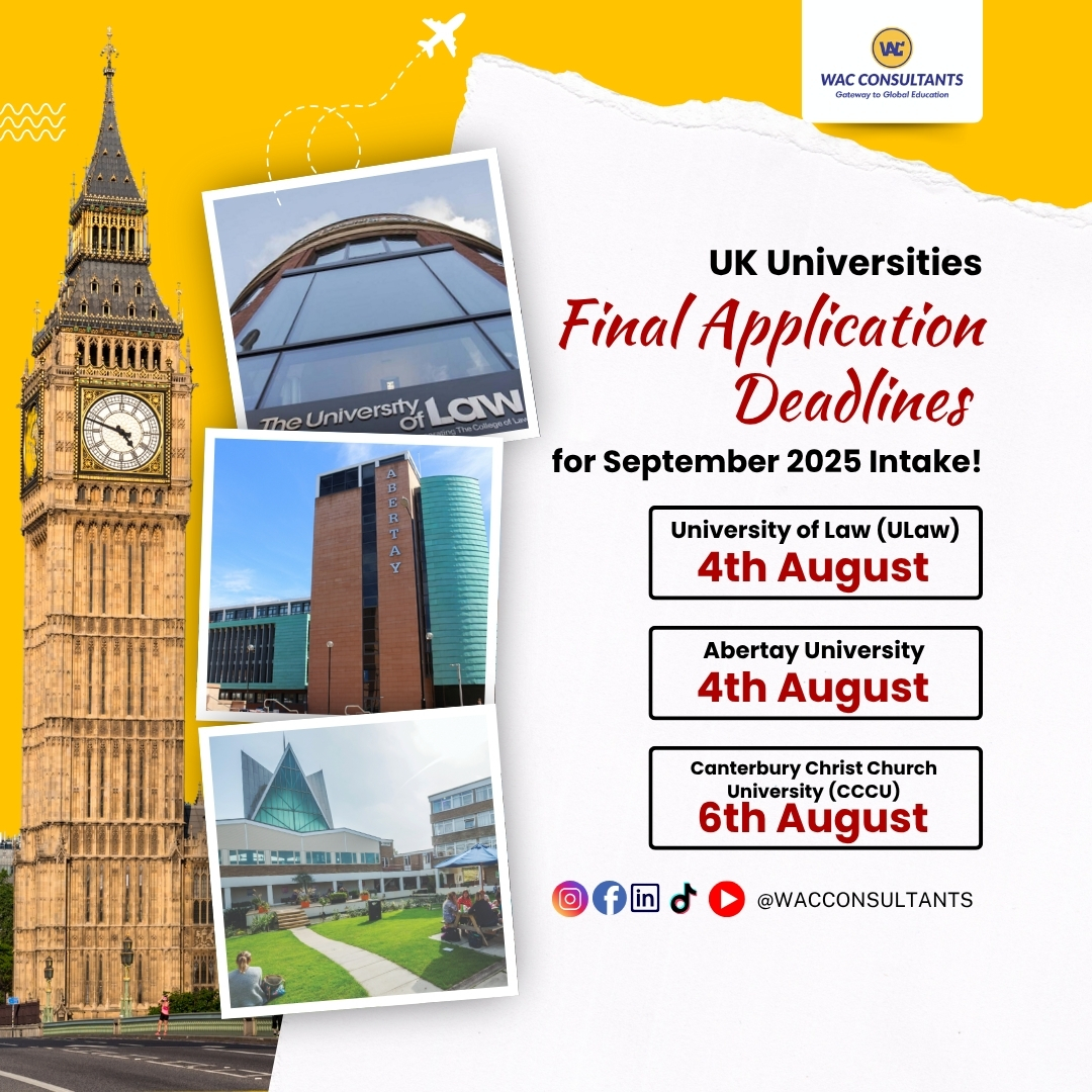 UK Universities – Final Application Deadlines for September 2025 Intake