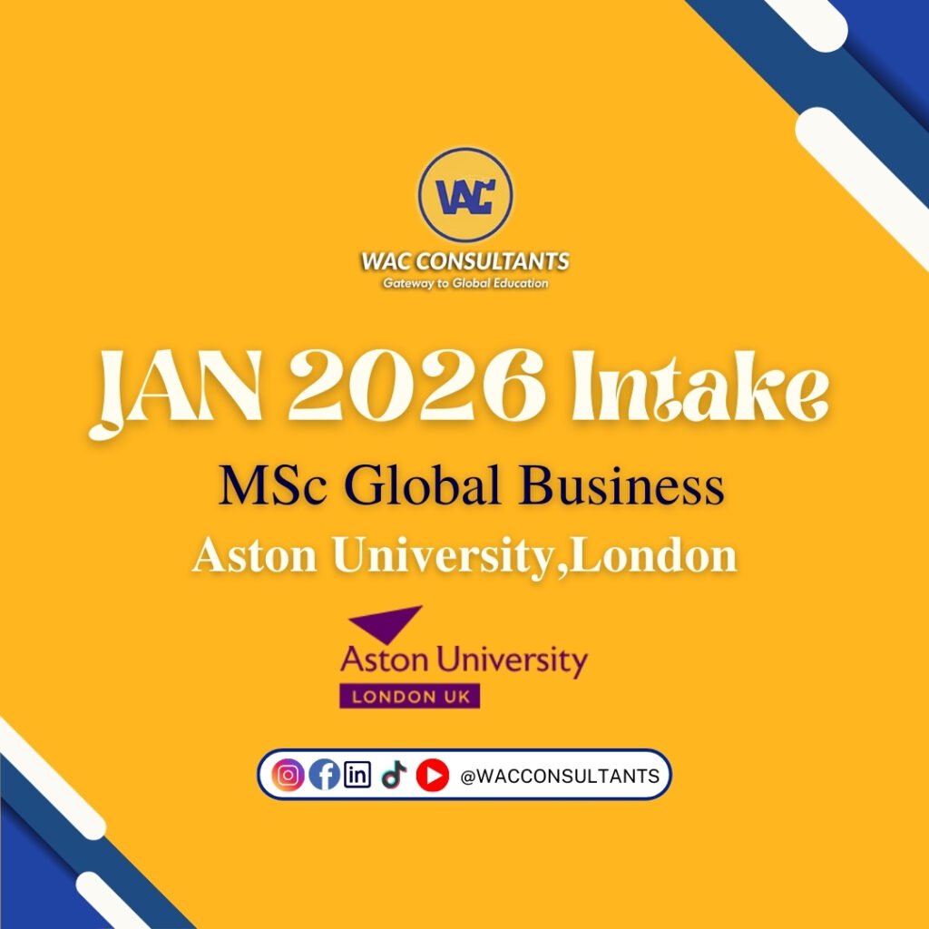 JAN 2026 Intake Open – MSc Global Business at Aston University, London