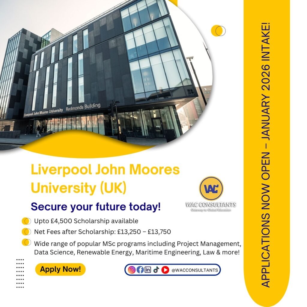 Liverpool John Moores University – January 2026 Intake Now Open!