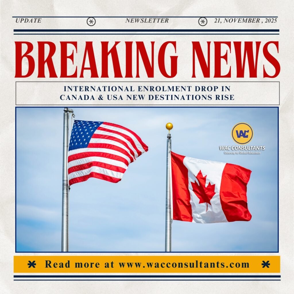 International Enrolment Drop in Canada & USA New Destinations Rise