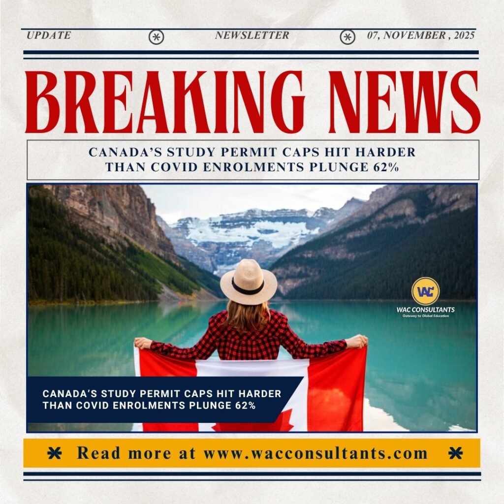 Canada’s Study Permit Caps Hit Harder Than COVID Enrolments Plunge 62%