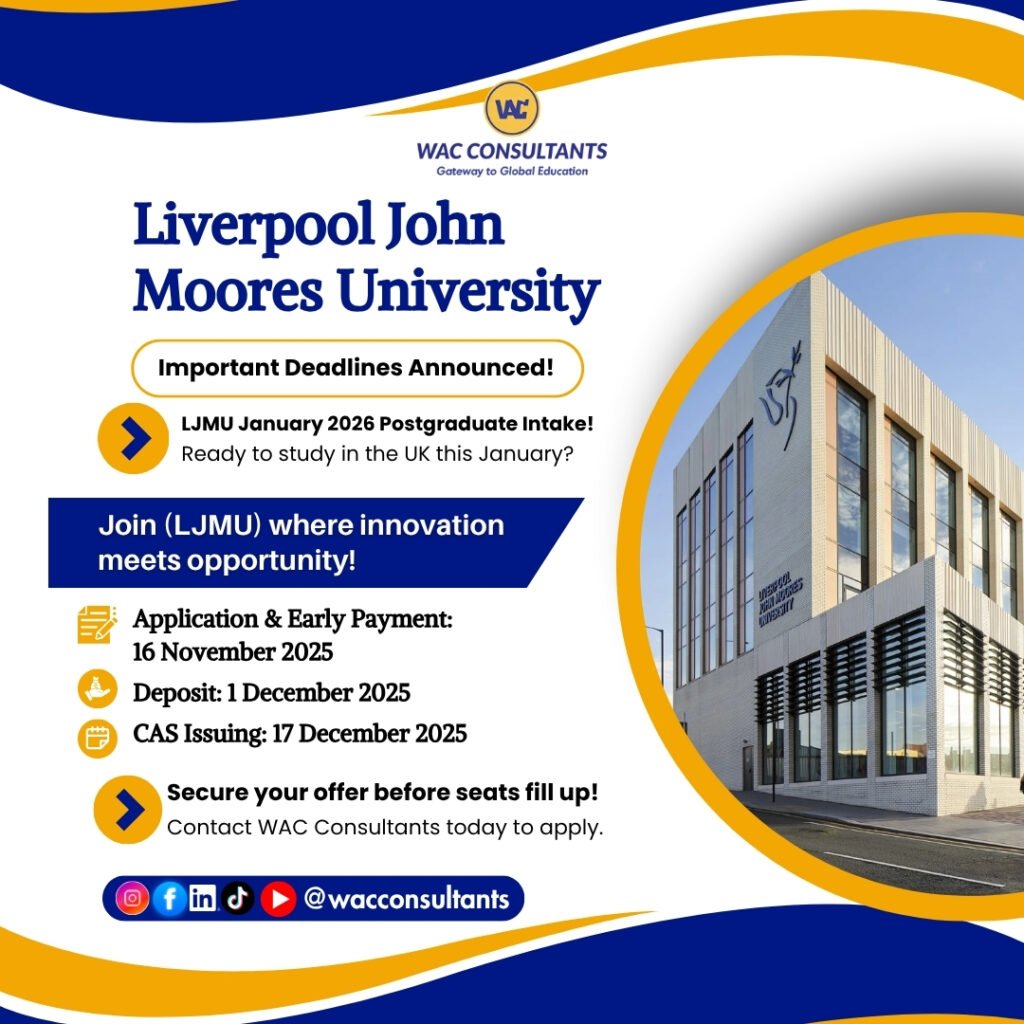 latest LJMU January 2026 Intake Deadlines