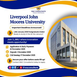 latest LJMU January 2026 Intake Deadlines