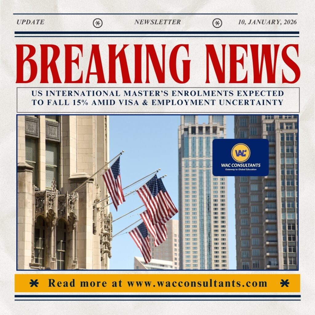 US International Master’s Enrolments Expected to Fall 15% Amid Visa & Employment Uncertainty