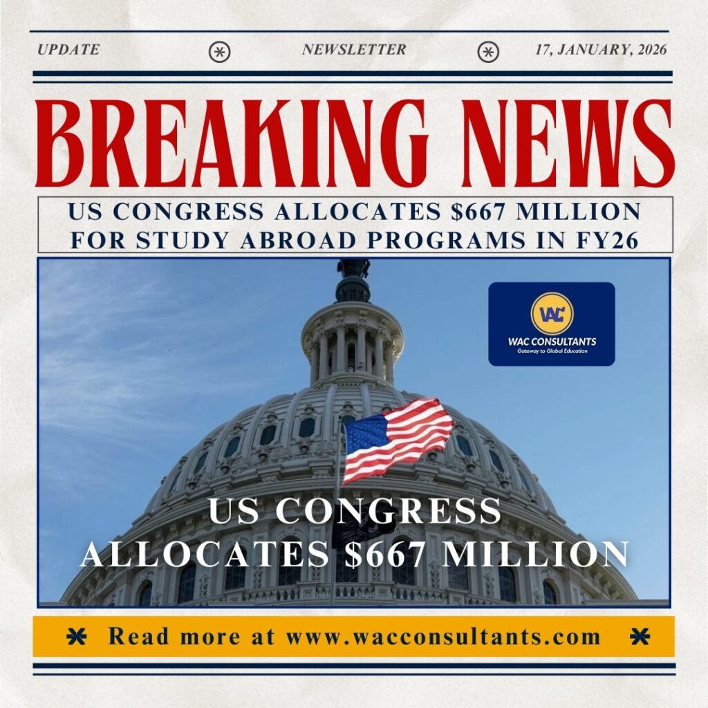 US Congress Allocates $667 Million for Study Abroad Programs in FY26